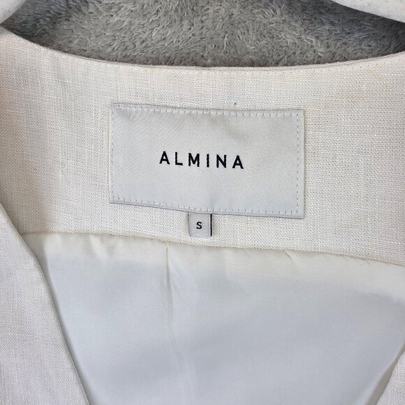 Almina Concept Linen Vest Womens S Ivory White Lined Tailored Button Front Top - Picture 2 of 10